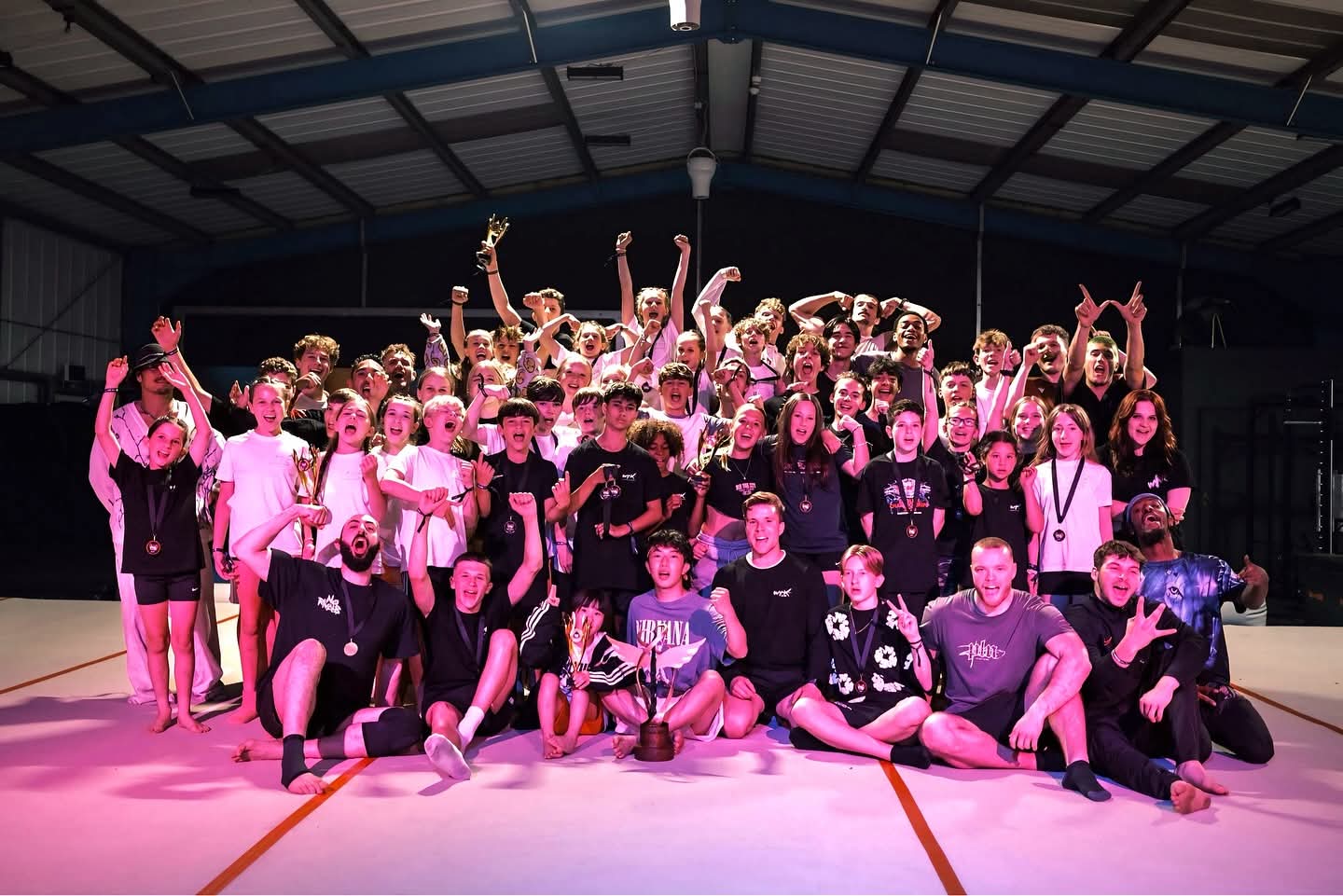 WightTricks athletes celebrating together with trophies